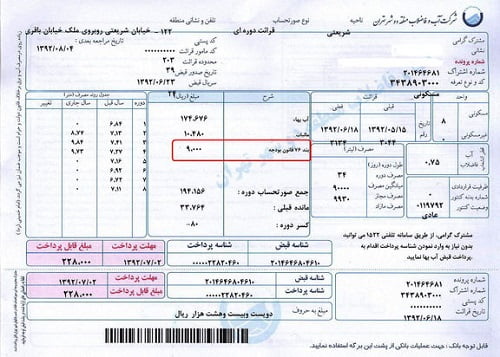 ابطال قبض آب